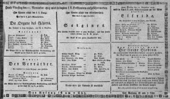 Theaterzettel (Oper und Burgtheater in Wien) 18151121 Seite: 1