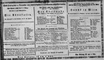 Theaterzettel (Oper und Burgtheater in Wien) 18151124 Seite: 1
