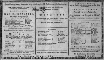 Theaterzettel (Oper und Burgtheater in Wien) 18151127 Seite: 1