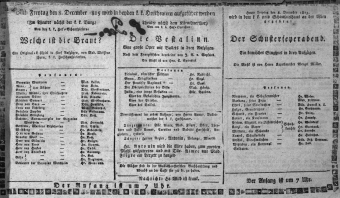 Theaterzettel (Oper und Burgtheater in Wien) 18151208 Seite: 1