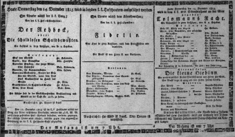 Theaterzettel (Oper und Burgtheater in Wien) 18151214 Seite: 1