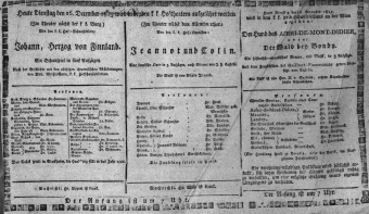 Theaterzettel (Oper und Burgtheater in Wien) 18151226 Seite: 1