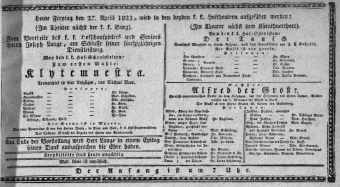 Theaterzettel (Oper und Burgtheater in Wien) 18210427 Seite: 1