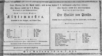 Theaterzettel (Oper und Burgtheater in Wien) 18210430 Seite: 1