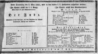 Theaterzettel (Oper und Burgtheater in Wien) 18210503 Seite: 1