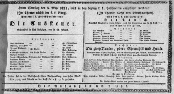 Theaterzettel (Oper und Burgtheater in Wien) 18210505 Seite: 1