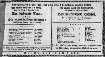 Theaterzettel (Oper und Burgtheater in Wien) 18210508 Seite: 1