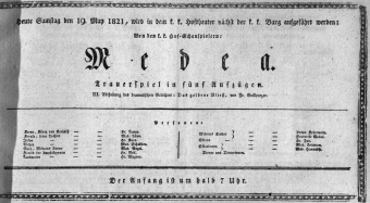 Theaterzettel (Oper und Burgtheater in Wien) 18210519 Seite: 1