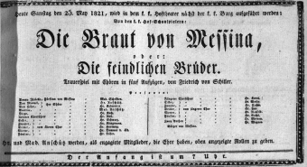 Theaterzettel (Oper und Burgtheater in Wien) 18210526 Seite: 1