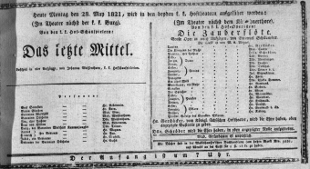 Theaterzettel (Oper und Burgtheater in Wien) 18210528 Seite: 1