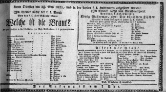 Theaterzettel (Oper und Burgtheater in Wien) 18210529 Seite: 1