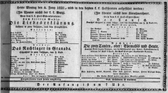 Theaterzettel (Oper und Burgtheater in Wien) 18210604 Seite: 1