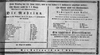 Theaterzettel (Oper und Burgtheater in Wien) 18210612 Seite: 1