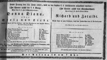 Theaterzettel (Oper und Burgtheater in Wien) 18210615 Seite: 1