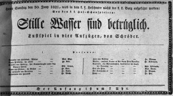Theaterzettel (Oper und Burgtheater in Wien) 18210630 Seite: 1