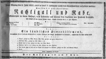 Theaterzettel (Oper und Burgtheater in Wien) 18210702 Seite: 1
