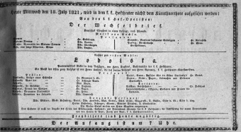 Theaterzettel (Oper und Burgtheater in Wien) 18210718 Seite: 1