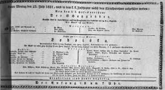 Theaterzettel (Oper und Burgtheater in Wien) 18210723 Seite: 1