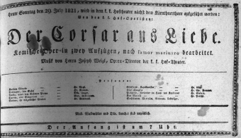 Theaterzettel (Oper und Burgtheater in Wien) 18210729 Seite: 1