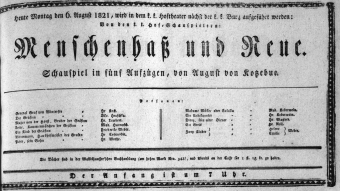 Theaterzettel (Oper und Burgtheater in Wien) 18210806 Seite: 1