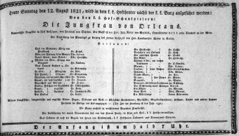 Theaterzettel (Oper und Burgtheater in Wien) 18210812 Seite: 1
