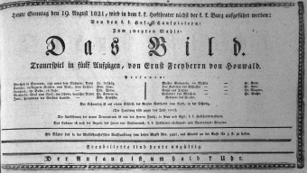 Theaterzettel (Oper und Burgtheater in Wien) 18210819 Seite: 1