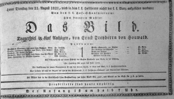 Theaterzettel (Oper und Burgtheater in Wien) 18210821 Seite: 1