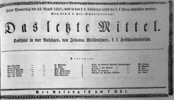Theaterzettel (Oper und Burgtheater in Wien) 18210823 Seite: 1
