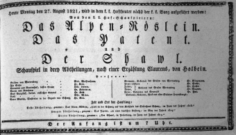 Theaterzettel (Oper und Burgtheater in Wien) 18210827 Seite: 1