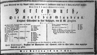 Theaterzettel (Oper und Burgtheater in Wien) 18210829 Seite: 1