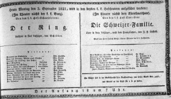 Theaterzettel (Oper und Burgtheater in Wien) 18210903 Seite: 1