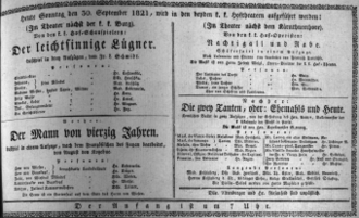 Theaterzettel (Oper und Burgtheater in Wien) 18210930 Seite: 1