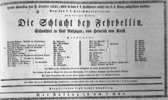 Theaterzettel (Oper und Burgtheater in Wien) 18211006 Seite: 1