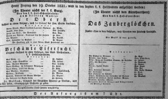 Theaterzettel (Oper und Burgtheater in Wien) 18211019 Seite: 1
