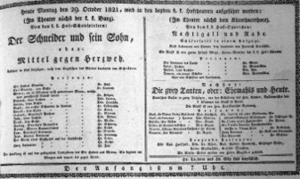 Theaterzettel (Oper und Burgtheater in Wien) 18211028 Seite: 2