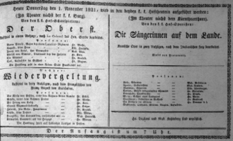 Theaterzettel (Oper und Burgtheater in Wien) 18211101 Seite: 1
