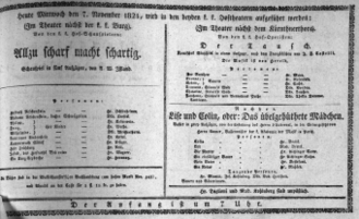 Theaterzettel (Oper und Burgtheater in Wien) 18211107 Seite: 1