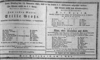 Theaterzettel (Oper und Burgtheater in Wien) 18211113 Seite: 1