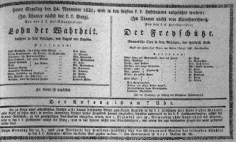 Theaterzettel (Oper und Burgtheater in Wien) 18211124 Seite: 1