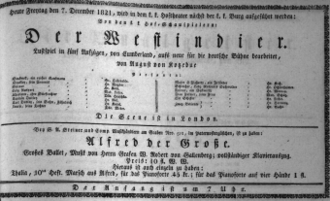 Theaterzettel (Oper und Burgtheater in Wien) 18211207 Seite: 1