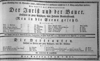 Theaterzettel (Oper und Burgtheater in Wien) 18211215 Seite: 1