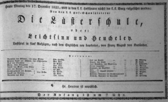 Theaterzettel (Oper und Burgtheater in Wien) 18211217 Seite: 1