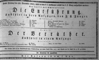 Theaterzettel (Oper und Burgtheater in Wien) 18211228 Seite: 1