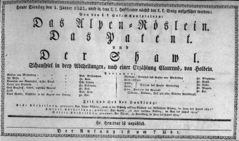 Theaterzettel (Oper und Burgtheater in Wien) 18220101 Seite: 1