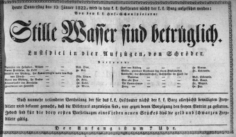 Theaterzettel (Oper und Burgtheater in Wien) 18220110 Seite: 1