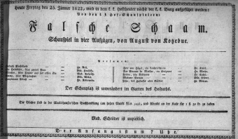 Theaterzettel (Oper und Burgtheater in Wien) 18220125 Seite: 1
