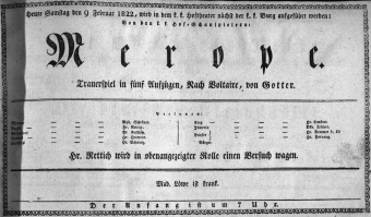 Theaterzettel (Oper und Burgtheater in Wien) 18220209 Seite: 1