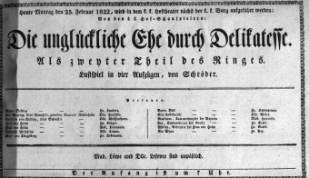 Theaterzettel (Oper und Burgtheater in Wien) 18220225 Seite: 1