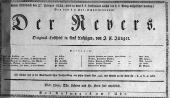 Theaterzettel (Oper und Burgtheater in Wien) 18220227 Seite: 1