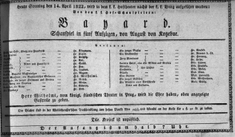 Theaterzettel (Oper und Burgtheater in Wien) 18220414 Seite: 1